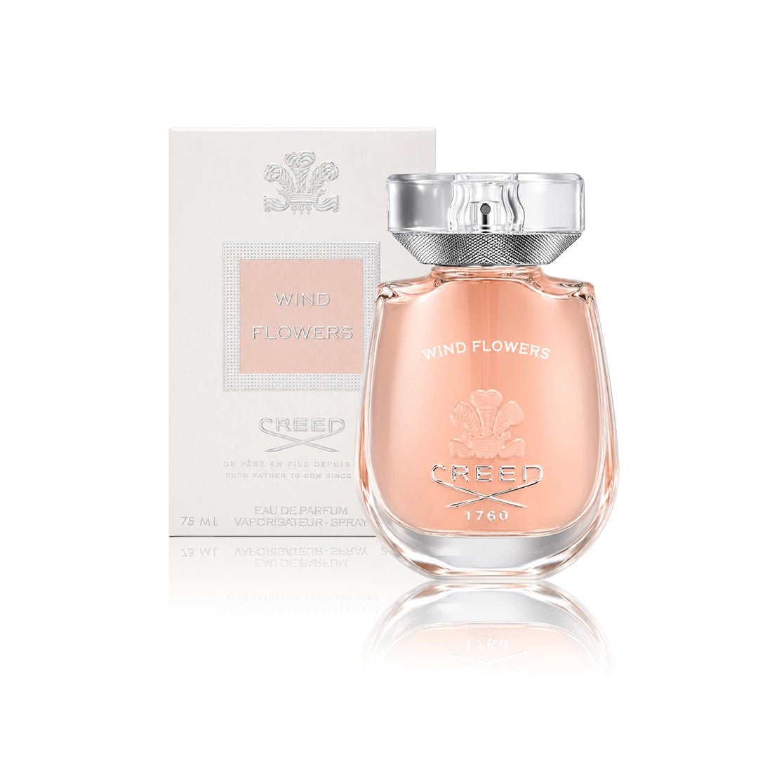 Creed Wind Flowers Eau de Parfum 75 ml Flakon mit Originalverpackung auf weißem Hintergrund