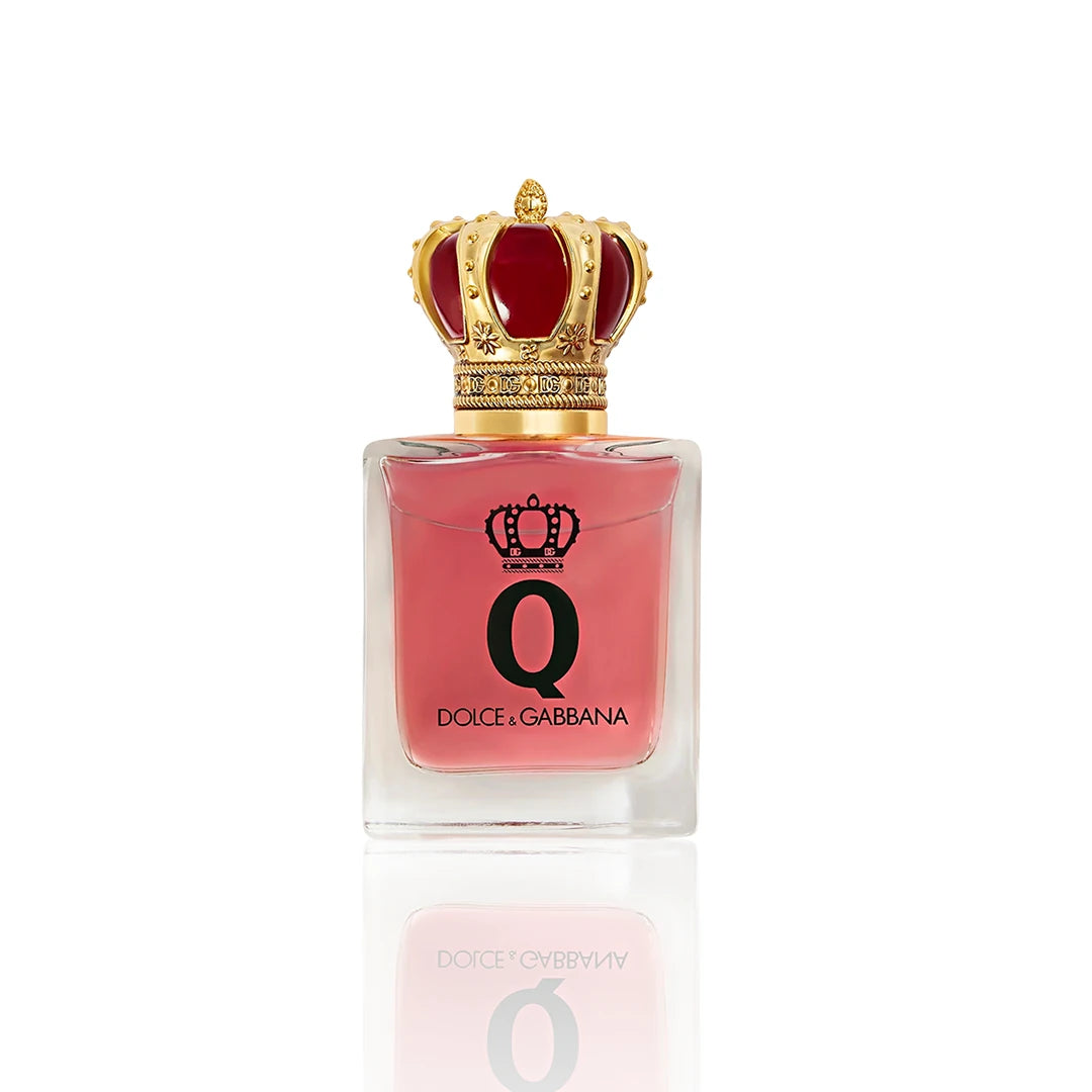 Dolce & Gabbana Q Eau de Parfum Intense Spray 50 ml Flakon auf weißem Hintergrund