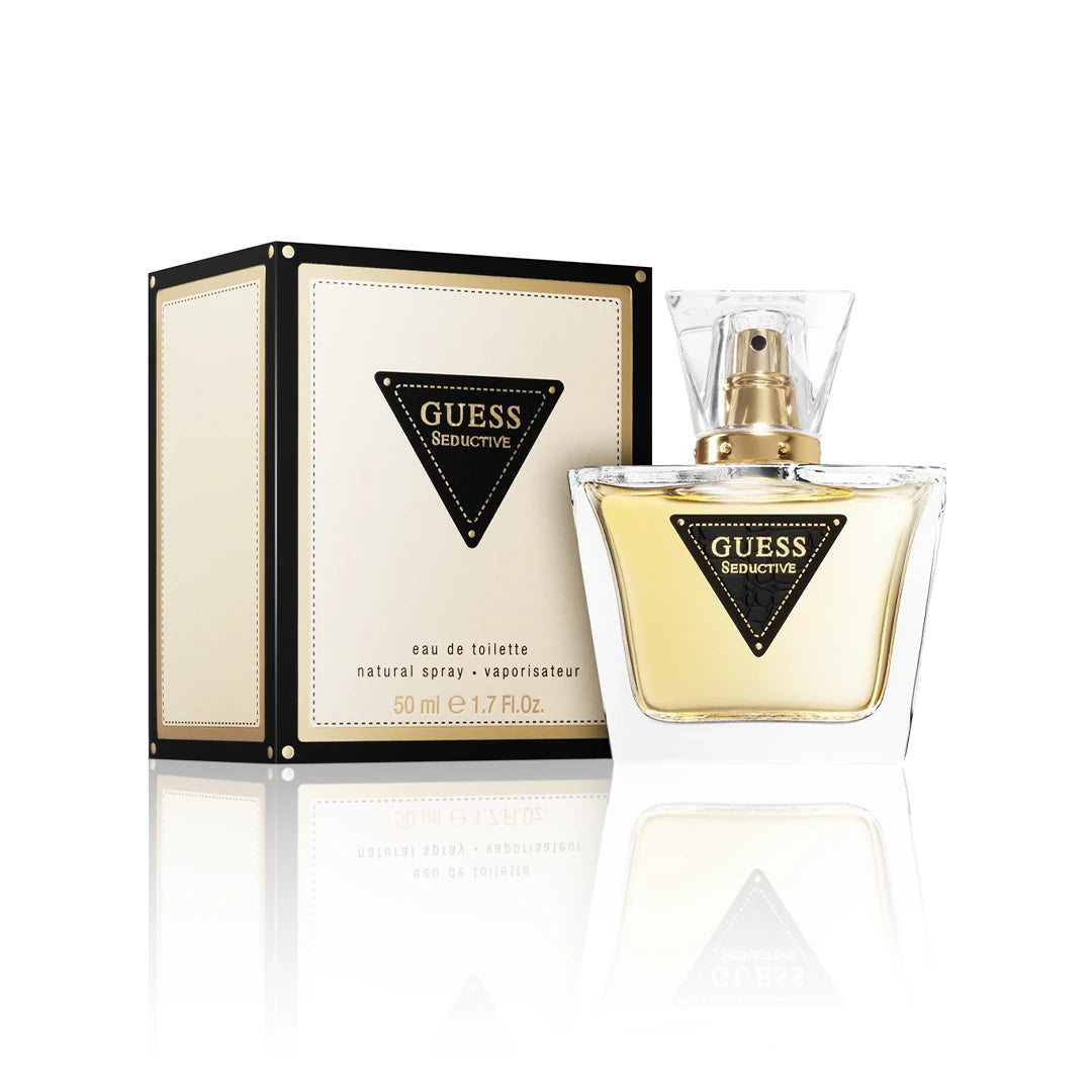 Guess Seductive Eau de Toilette 50 ml Flakon mit Originalverpackung auf weißem Hintergrund