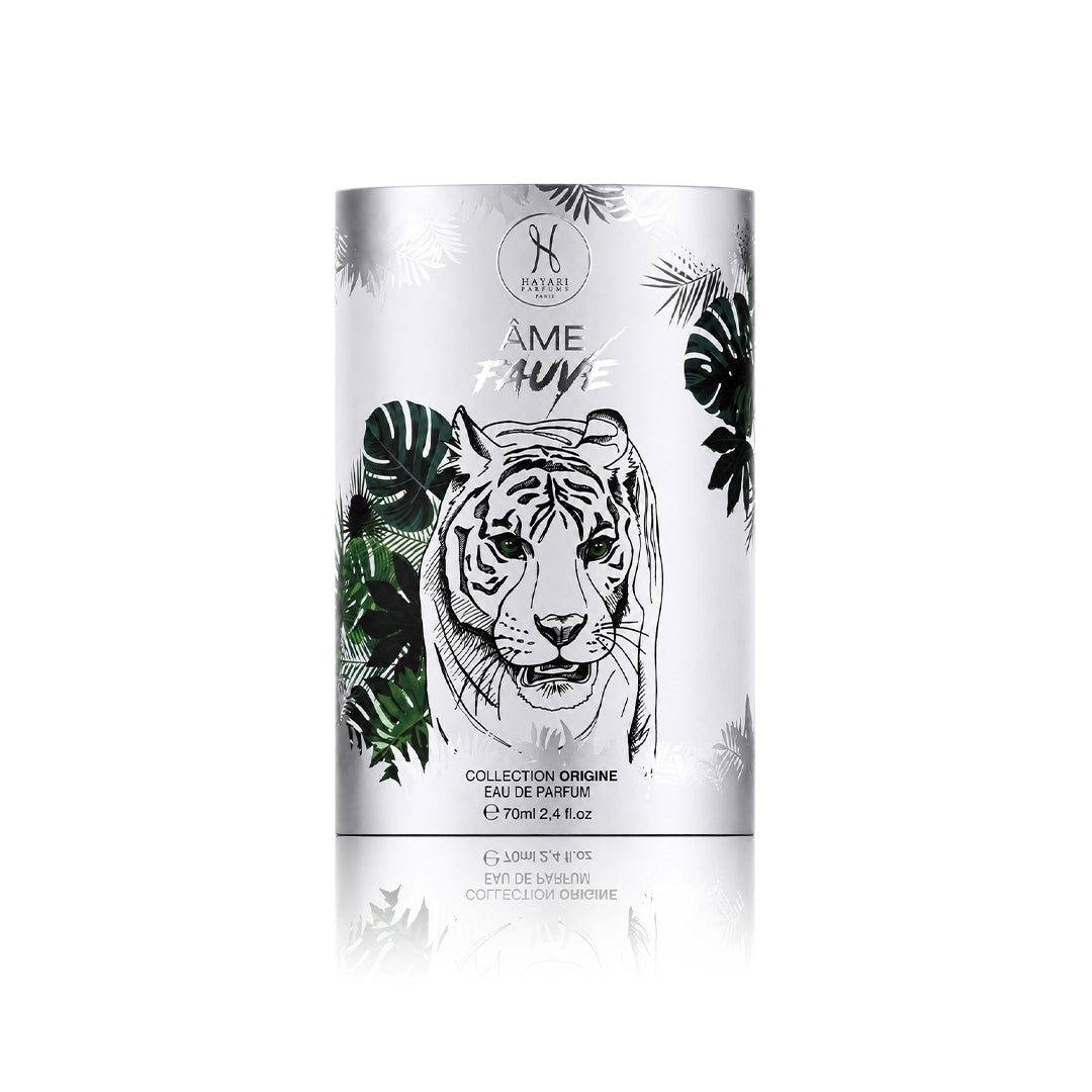 Hayari Âme Fauve Eau de Parfum 70 ml mit Originalverpackung auf weißem Hintergrund
