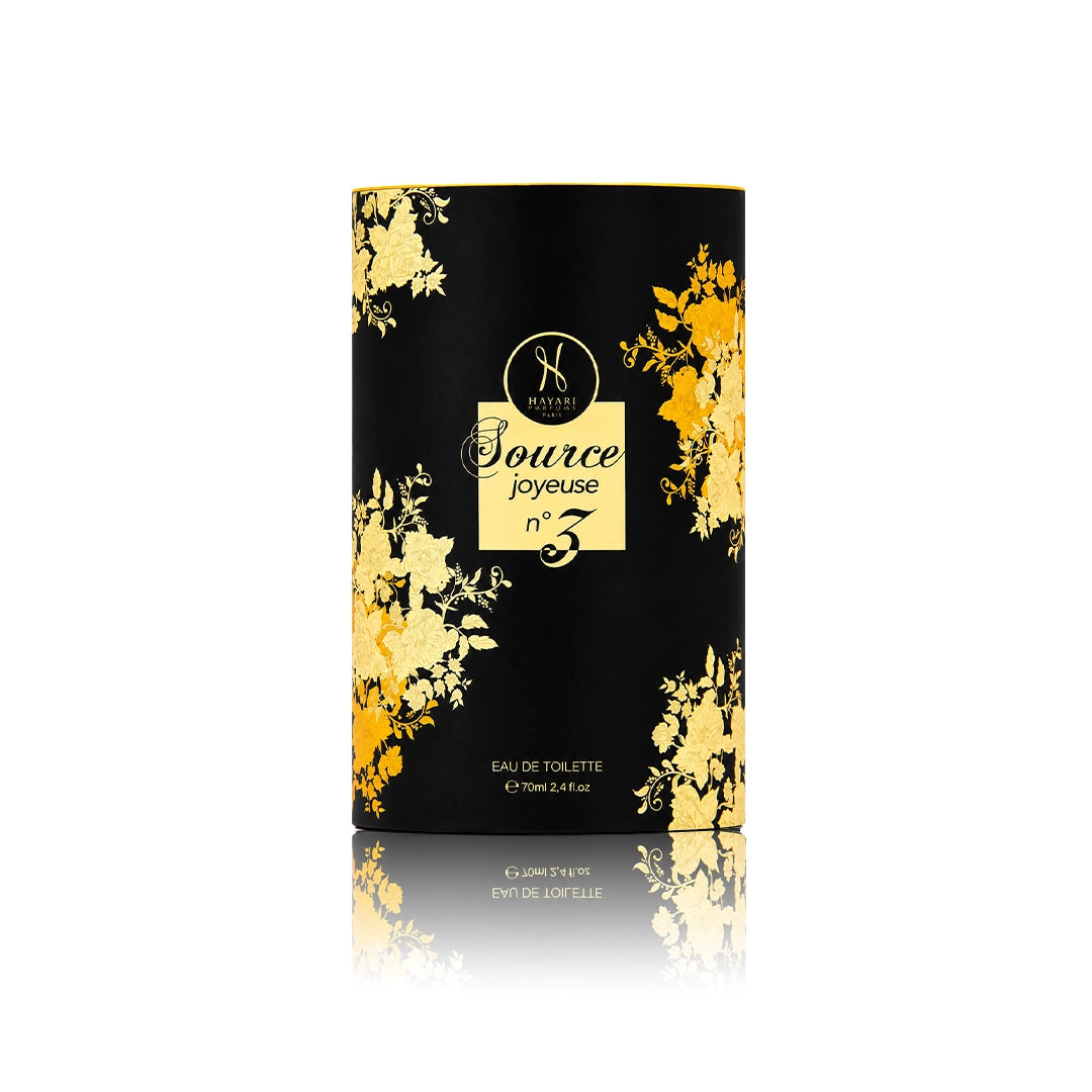 Hayari Source Joyeuse N°3 Eau de Parfum 70 ml mit Originalverpackung auf weißem Hintergrund