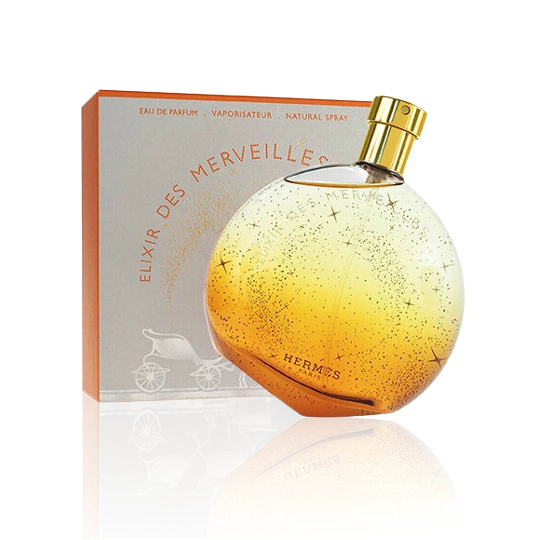 Hermès Elixir des Merveilles Eau de Parfum 100 ml Flakon auf weißem Hintergrund