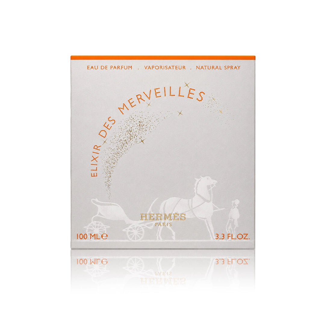 Hermès Elixir des Merveilles Eau de Parfum 100 ml Originalverpackung auf weißem Hintergrund