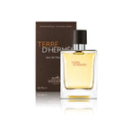 Hermès Terre d’Hermès Eau de Toilette 50 ml Flakon mit Originalverpackung auf weißem Hintergrund