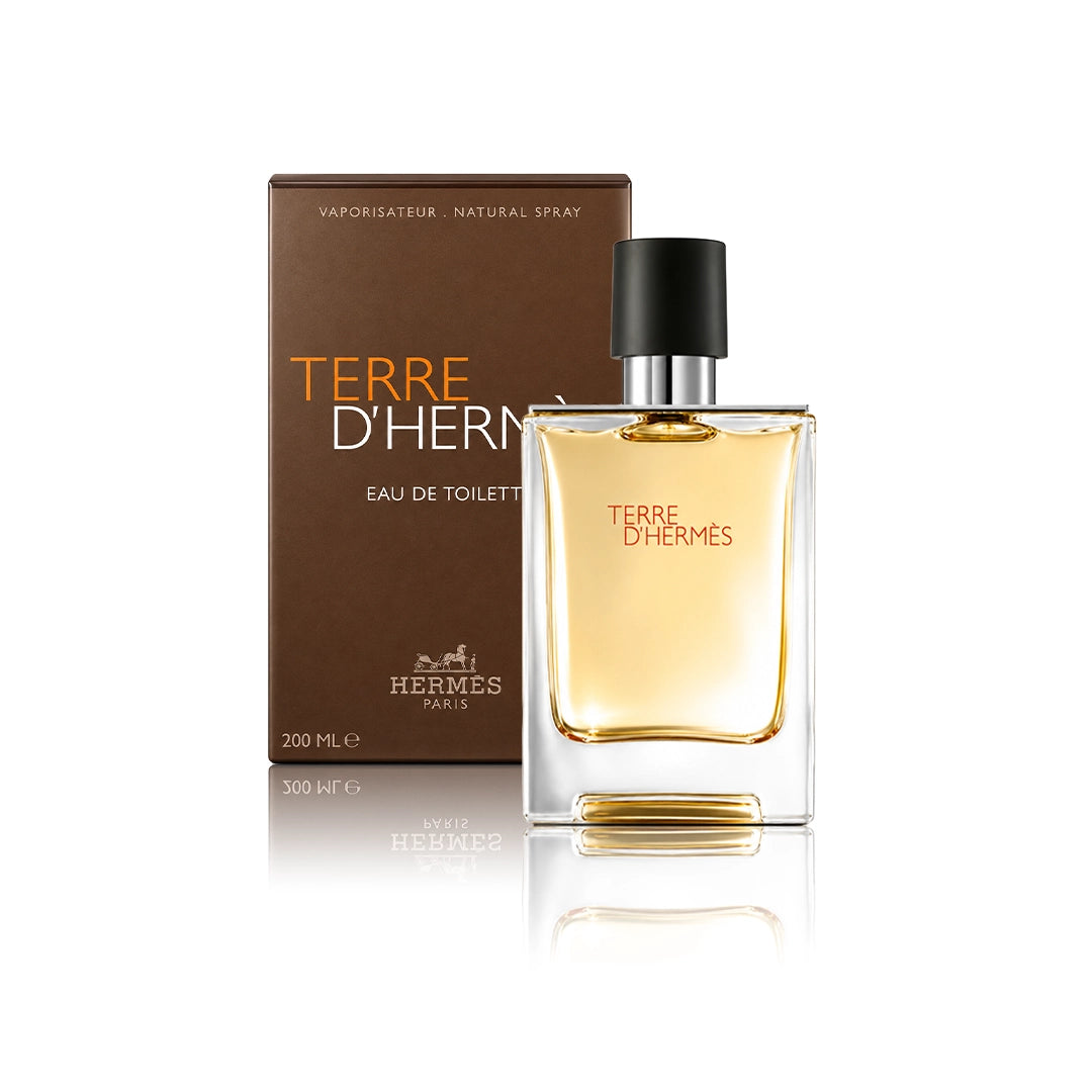 Hermès Terre d’Hermès Eau de Toilette 200 ml Originalverpackung auf weißem Hintergrund