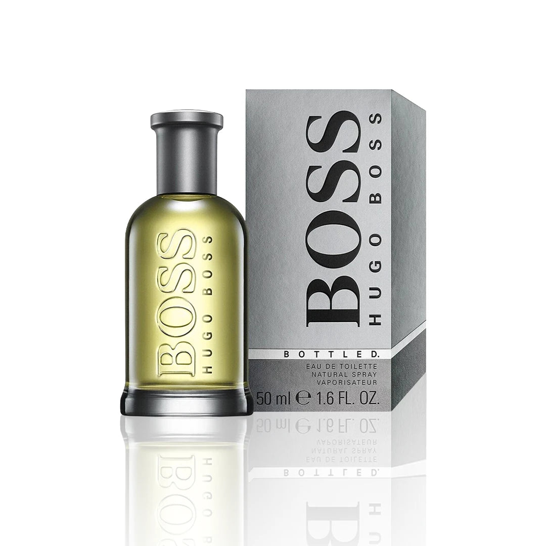 Hugo Boss Bottled Eau de Toilette 50 ml Flakon auf weißem Hintergrund