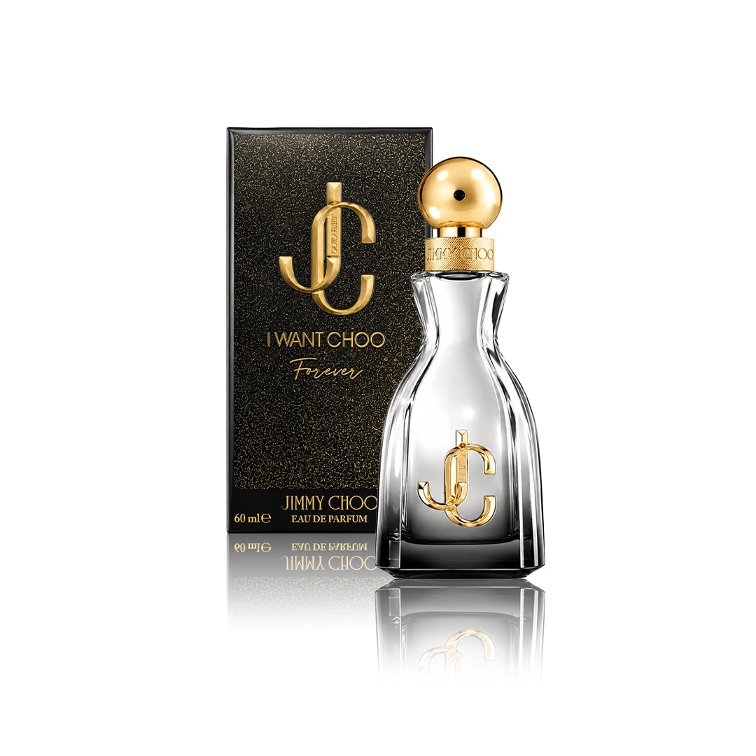 Jimmy Choo I Want Choo Forever Eau de Parfum 60 ml Flakon mit Originalverpackung auf weißem Hintergrund