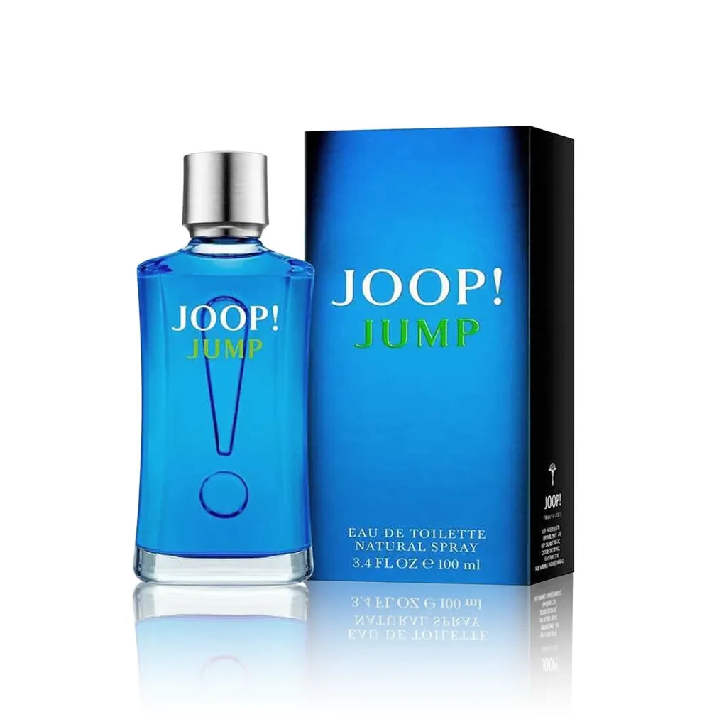 Joop! Jump Eau de Toilette 100 ml Flakon mit Originalverpackung auf weißem Hintergrund