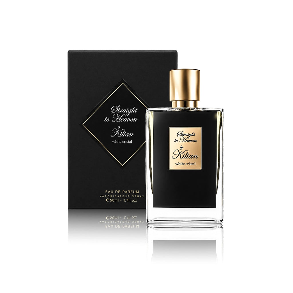 By Kilian Straight to Heaven White Cristal Eau de Parfum 50 ml Flakon mit Originalverpackung auf weißem Hintergrund