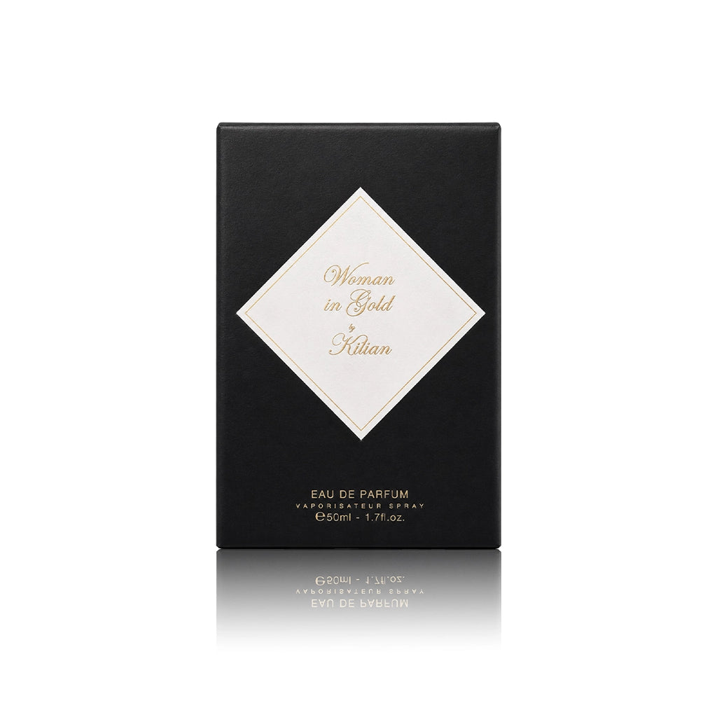 By Kilian Woman in Gold Eau de Parfum 50 ml mit Originalverpackung auf weißem Hintergrund
