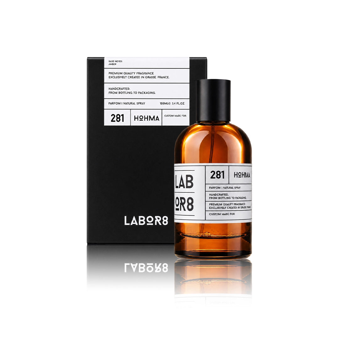 LABOR8 HOHMA 281 Eau de Parfum 100 ml Flakon mit Originalverpackung auf weißem Hintergrund
