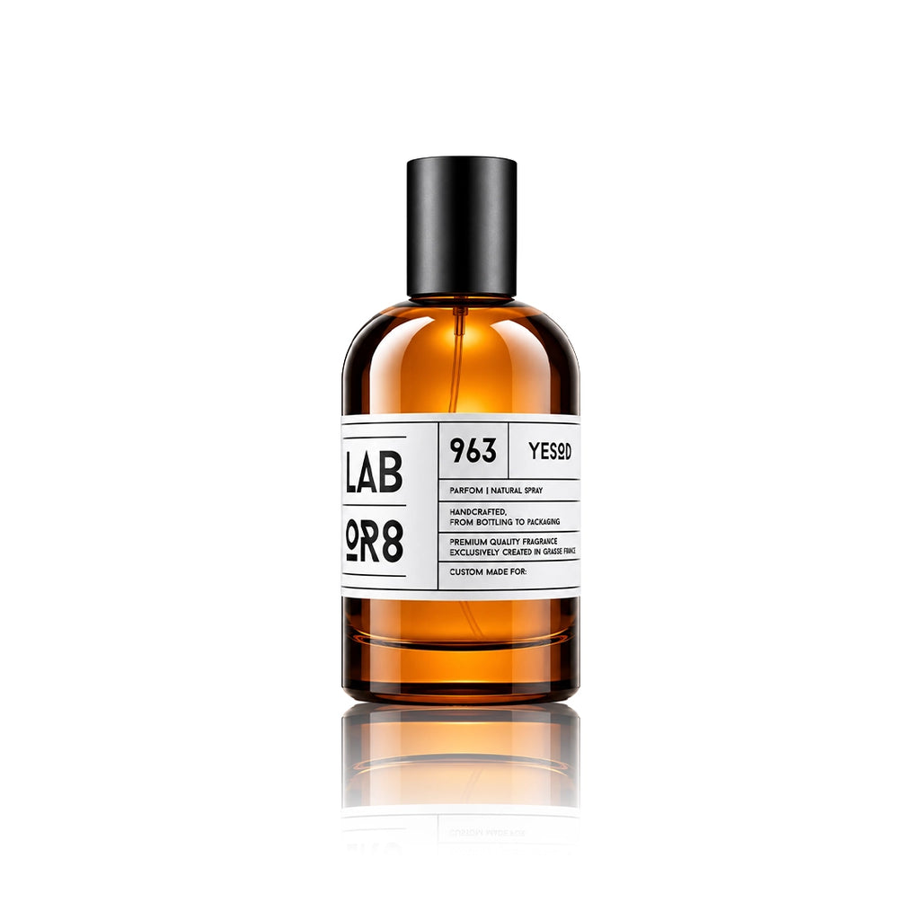 LABOR8 YESOD 963 Eau de Parfum 100 ml Flakon auf weißem Hintergrund