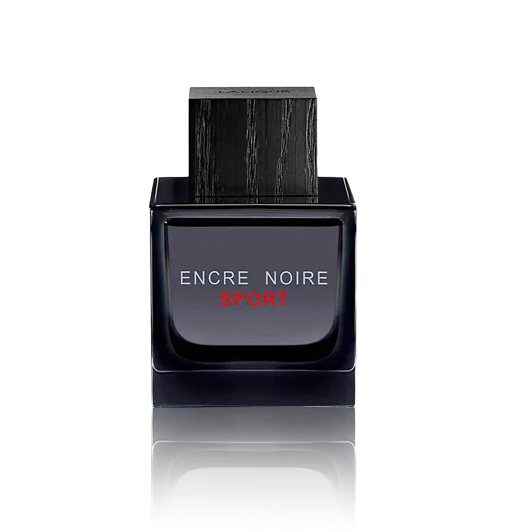 Lalique Encre Noire Sport Eau de Toilette 100 ml Flakon auf weißem Hintergrund