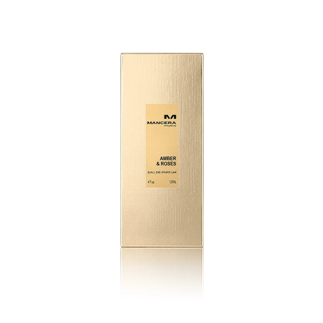 Mancera Amber & Roses Eau de Parfum 120 ml mit Originalverpackung auf weißem Hintergrund