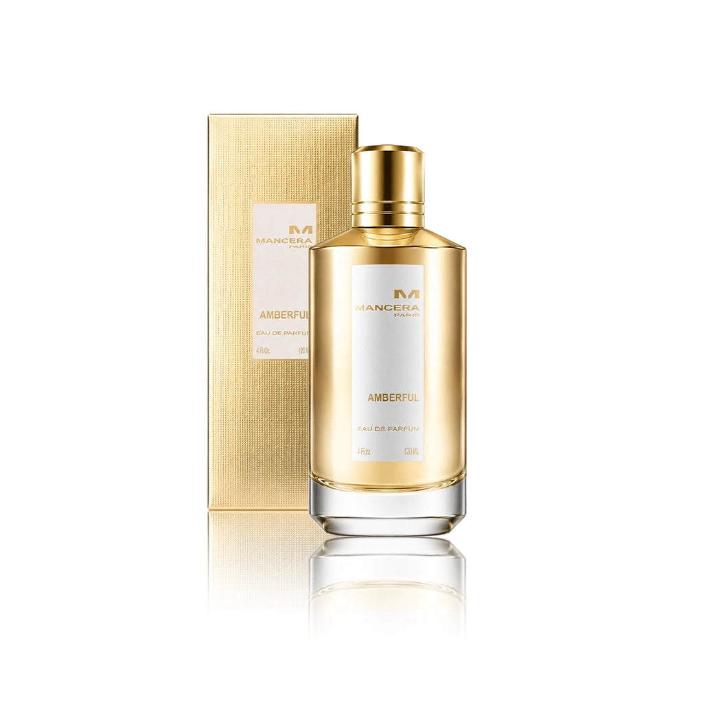 Mancera Amberful Eau de Parfum 120 ml Flakon mit Originalverpackung auf weißem Hintergrund