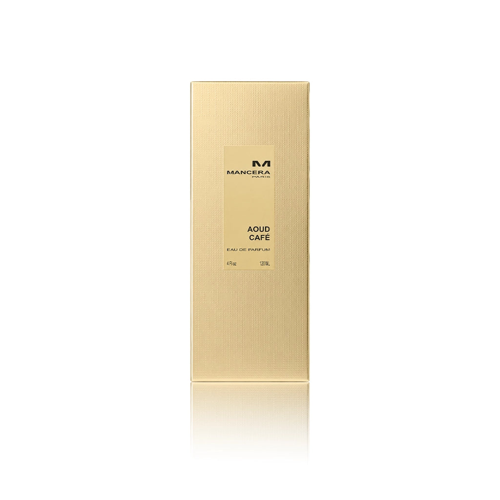 Mancera Aoud Café Eau de Parfum 120 ml mit Originalverpackung auf weißem Hintergrund