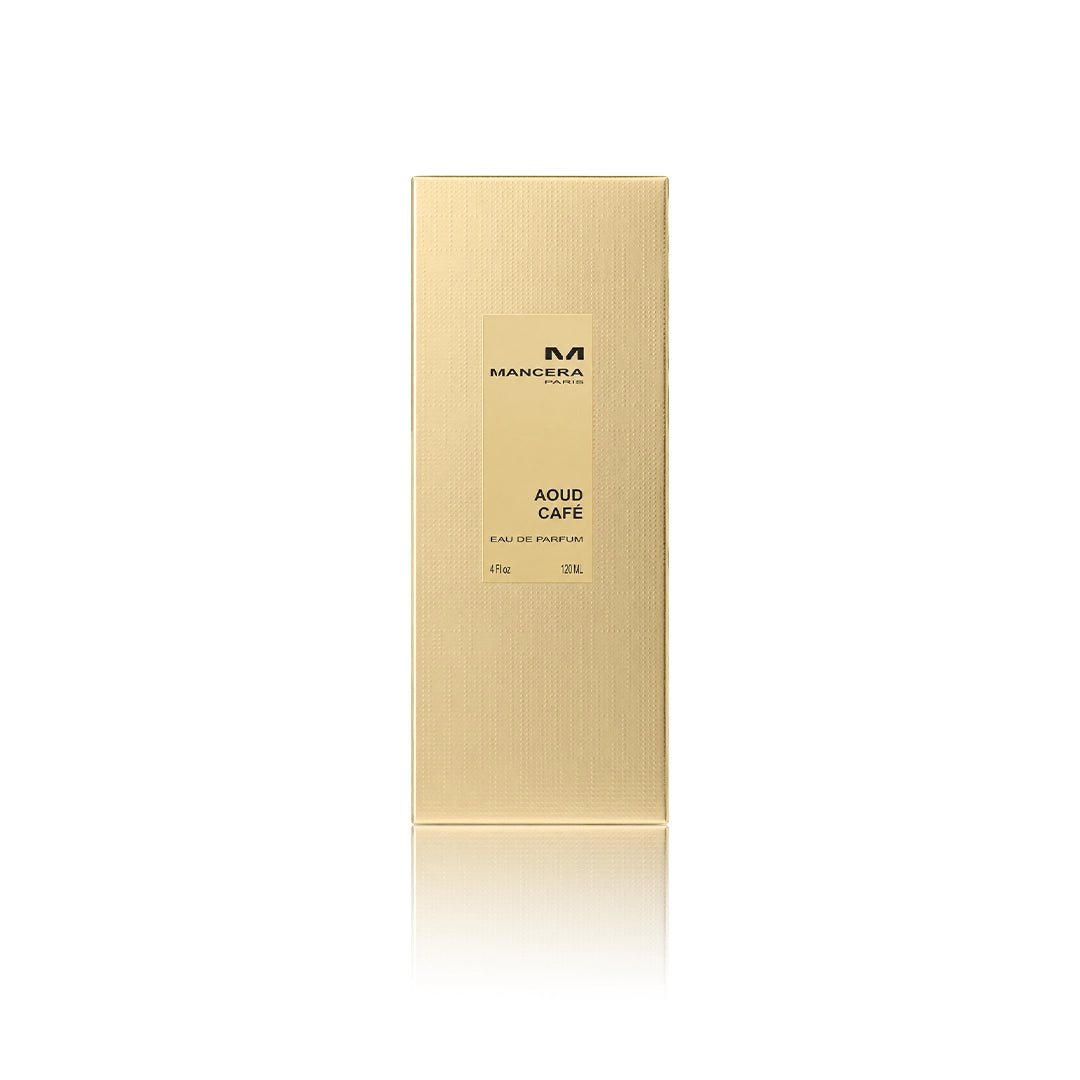 Mancera Aoud Café Eau de Parfum 120 ml mit Originalverpackung auf weißem Hintergrund