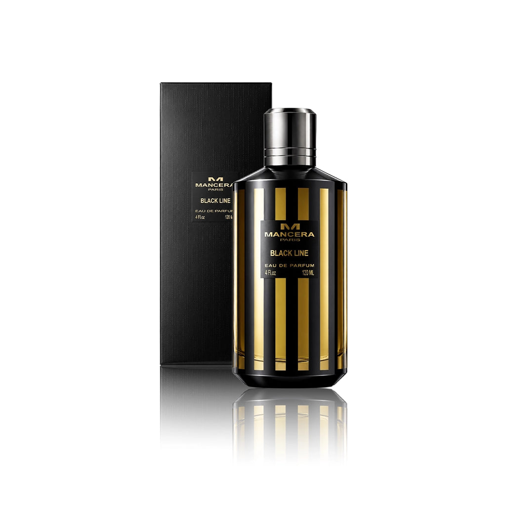 Mancera Black Line Eau de Parfum 120 ml Flakon mit Originalverpackung auf weißem Hintergrund