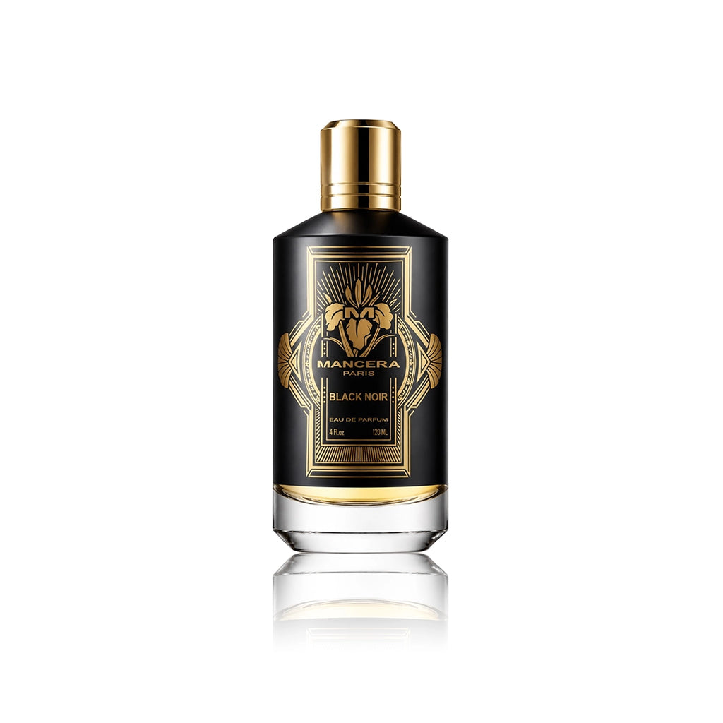 Mancera Black Noir Eau de Parfum 120 ml Flakon auf weißem Hintergrund