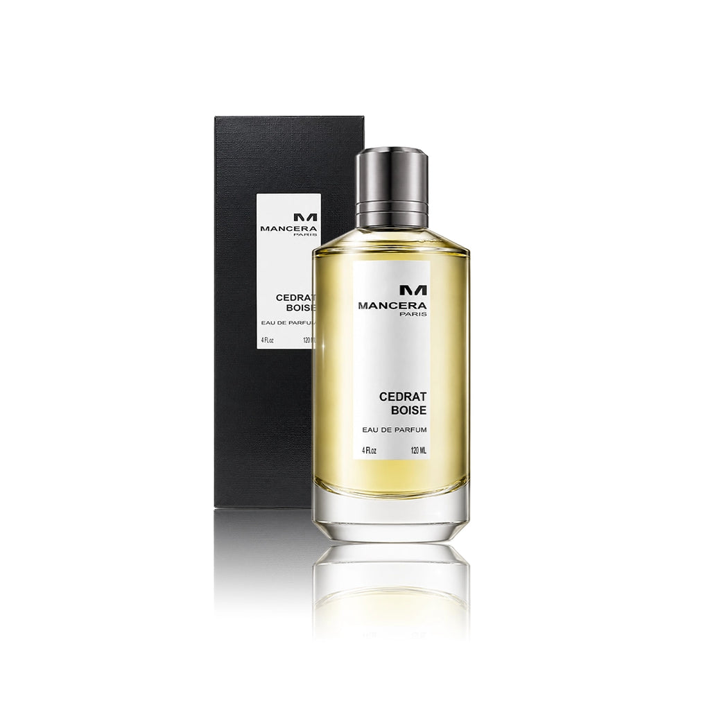 Mancera Cedrat Boisé Eau de Parfum 120 ml Flakon mit Originalverpackung auf weißem Hintergrund