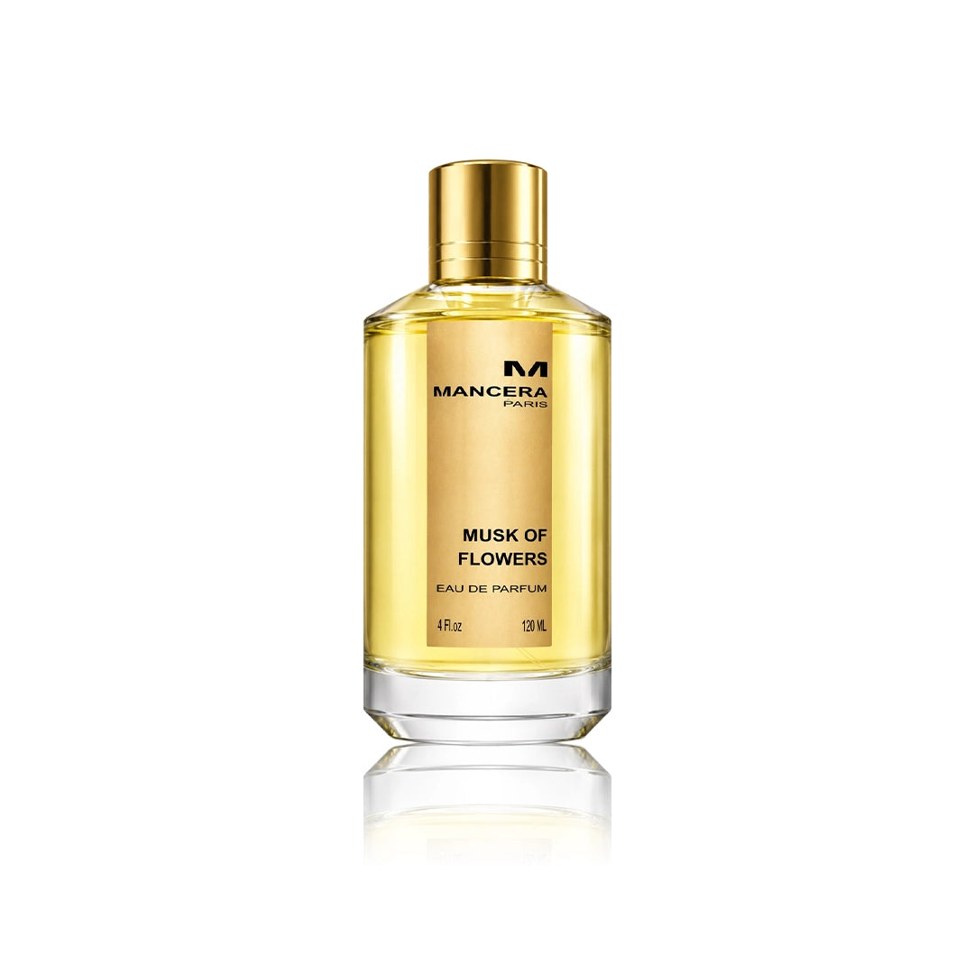 Mancera Musk of Flowers Eau de Parfum 120 ml Flakon auf weißem Hintergrund