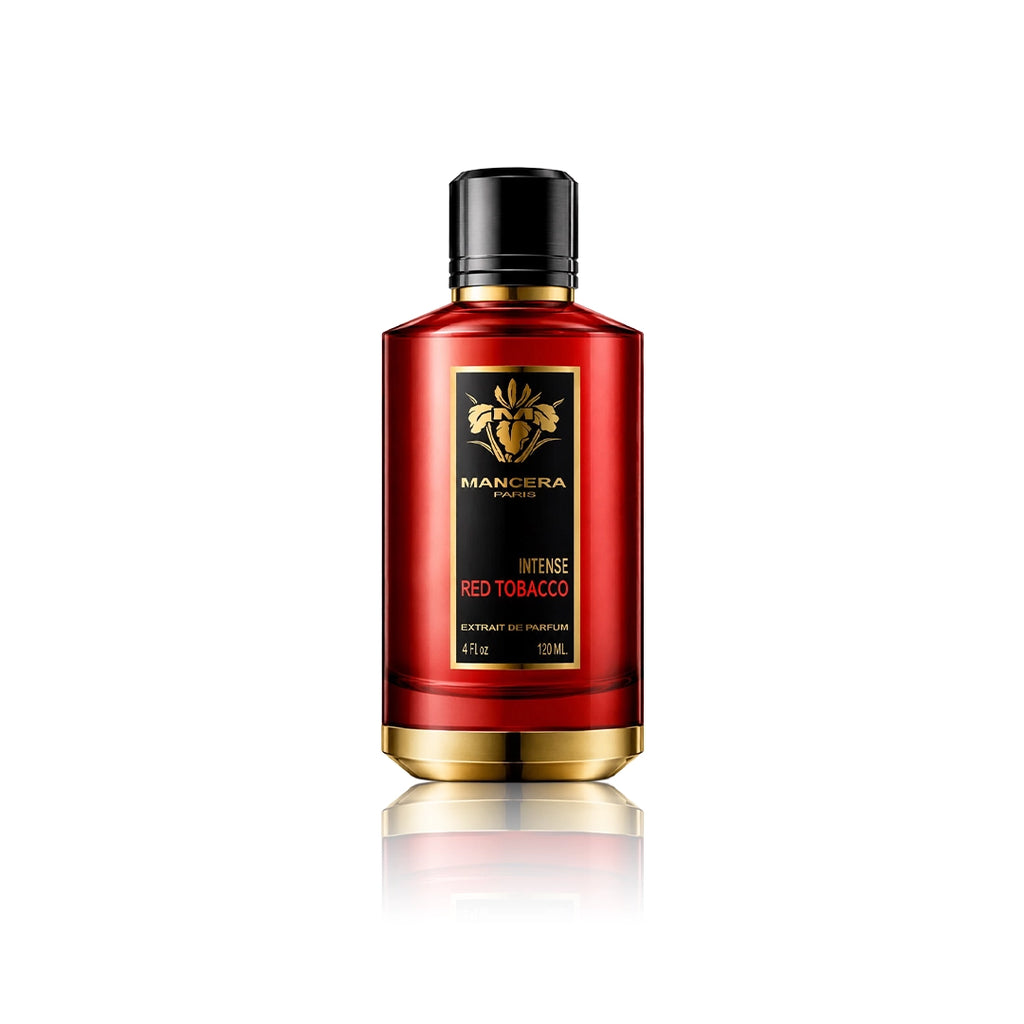 Mancera Red Tobacco Intense Extrait de Parfum 120 ml Flakon auf weißem Hintergrund
