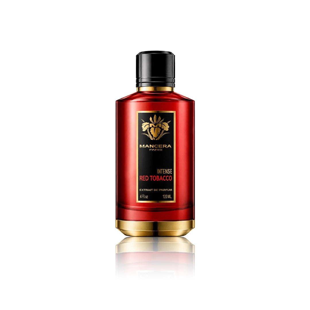 Mancera Red Tobacco Intense Extrait de Parfum 120 ml Flakon auf weißem Hintergrund