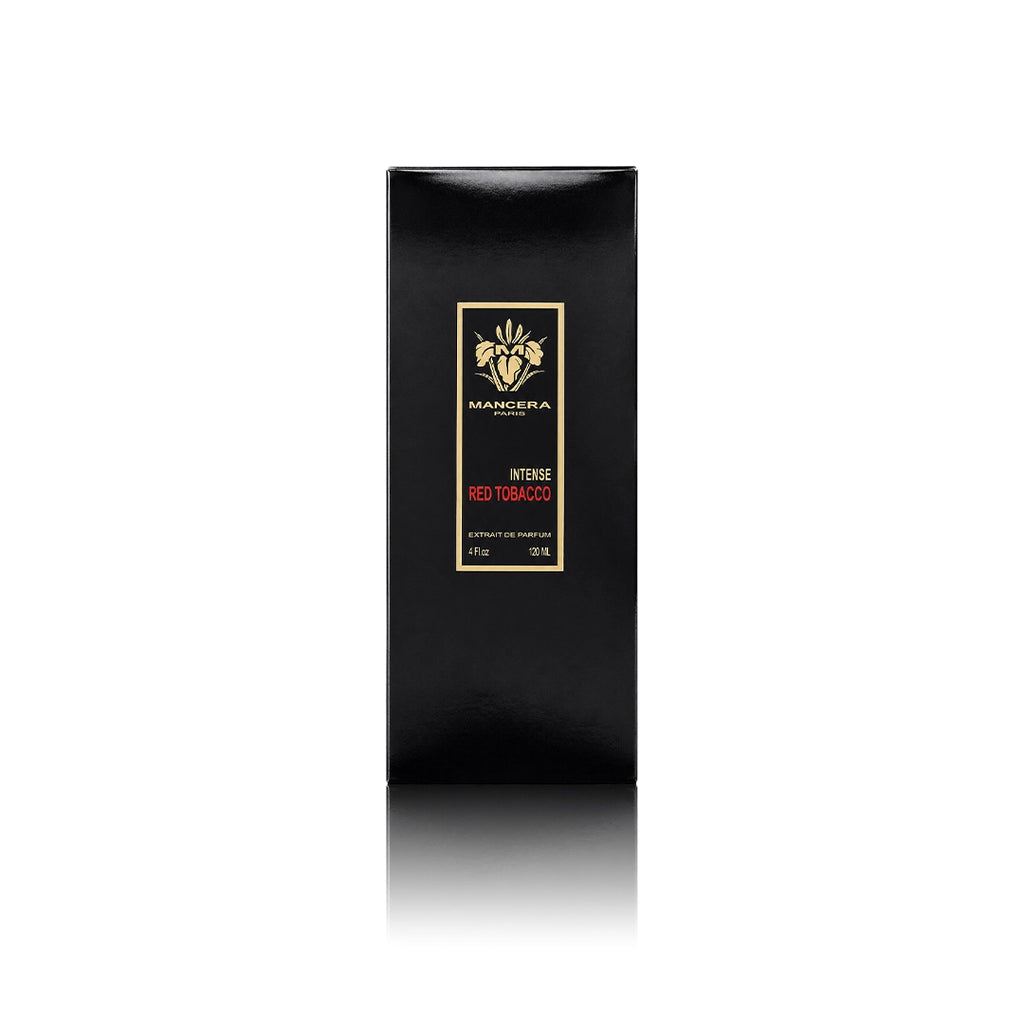 Mancera Red Tobacco Intense Extrait de Parfum 120 ml mit Originalverpackung auf weißem Hintergrund
