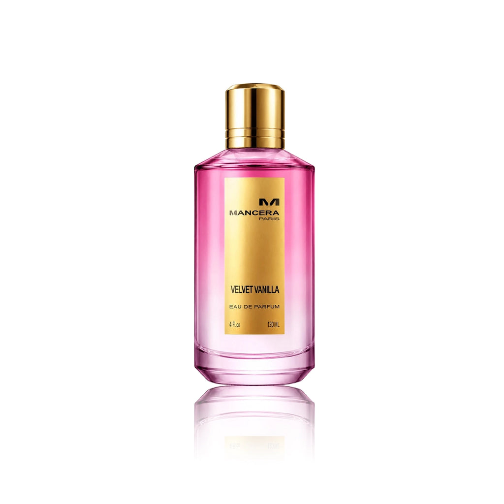 Mancera Velvet Vanilla Eau de Parfum 120 ml Flakon auf weißem Hintergrund