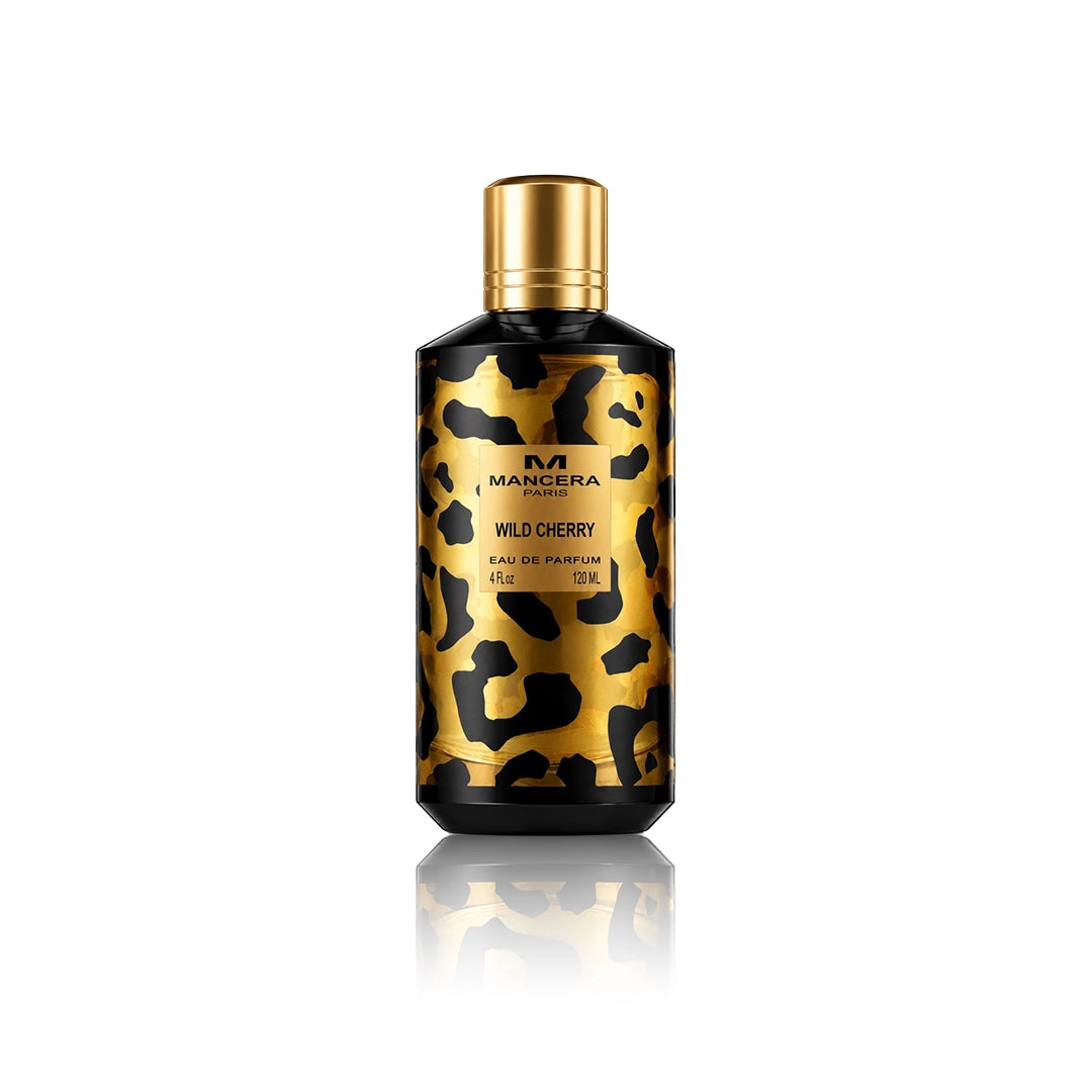 Mancera Wild Cherry Eau de Parfum 120 ml Flakon auf weißem Hintergrund