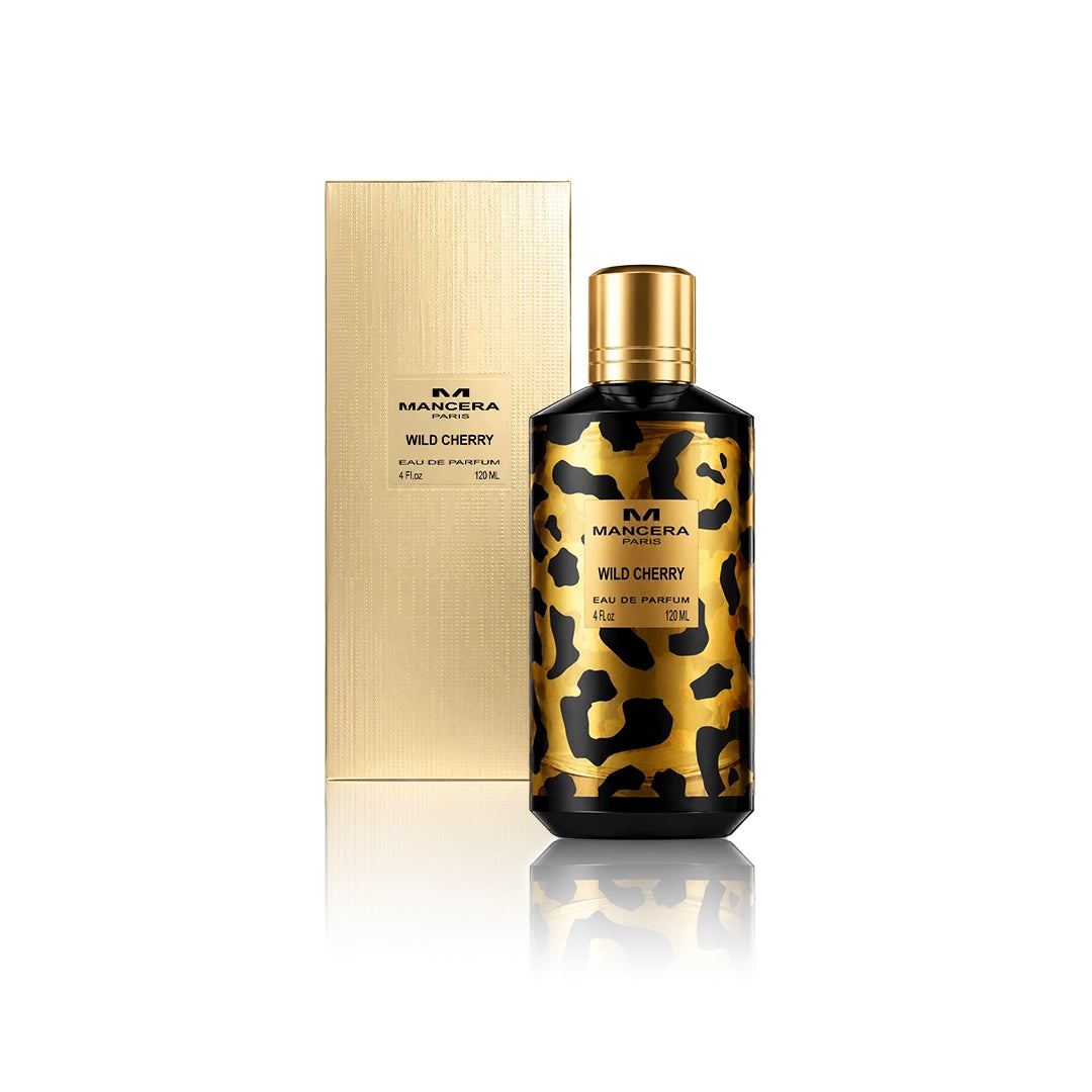 Mancera Wild Cherry Eau de Parfum 120 ml Flakon mit Originalverpackung auf weißem Hintergrund