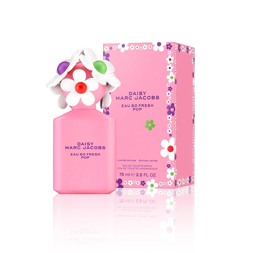 Marc Jacobs Daisy Eau So Fresh Pop Eau de Toilette Spray 75 ml Flakon mit Originalverpackung auf weißem Hintergrund