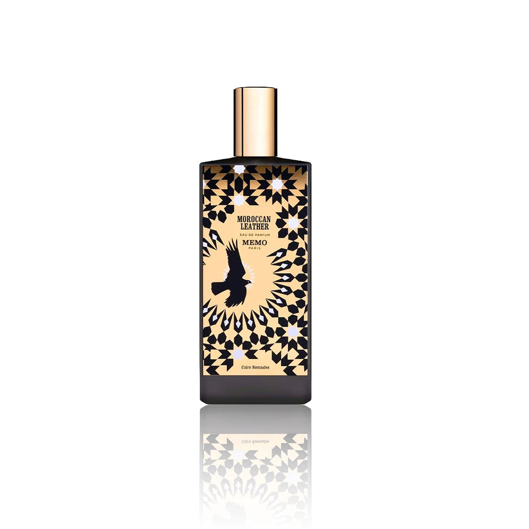 Memo Paris Moroccan Leather Eau de Parfum 75 ml Flakon auf weißem Hintergrund