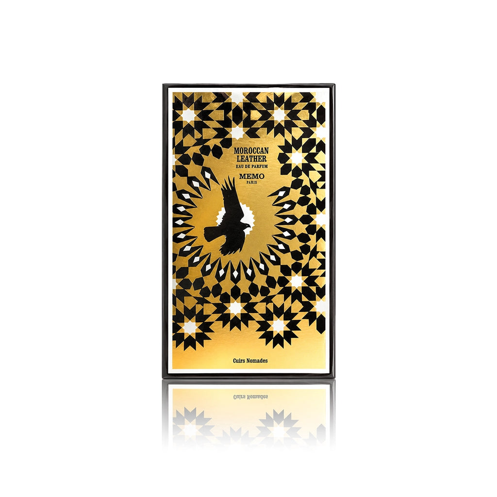 Memo Paris Moroccan Leather Eau de Parfum 75 ml mit Originalverpackung auf weißem Hintergrund