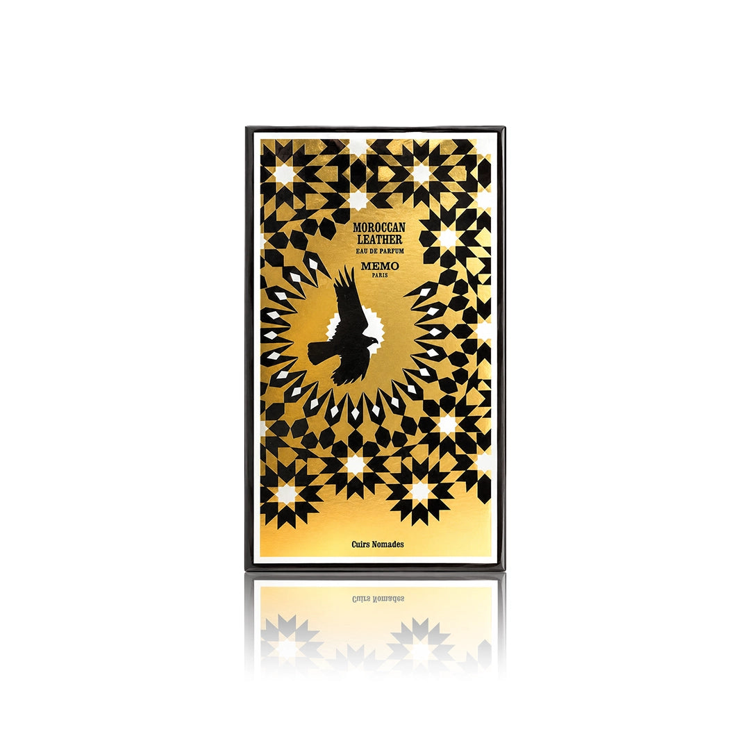 Memo Paris Moroccan Leather Eau de Parfum 75 ml mit Originalverpackung auf weißem Hintergrund