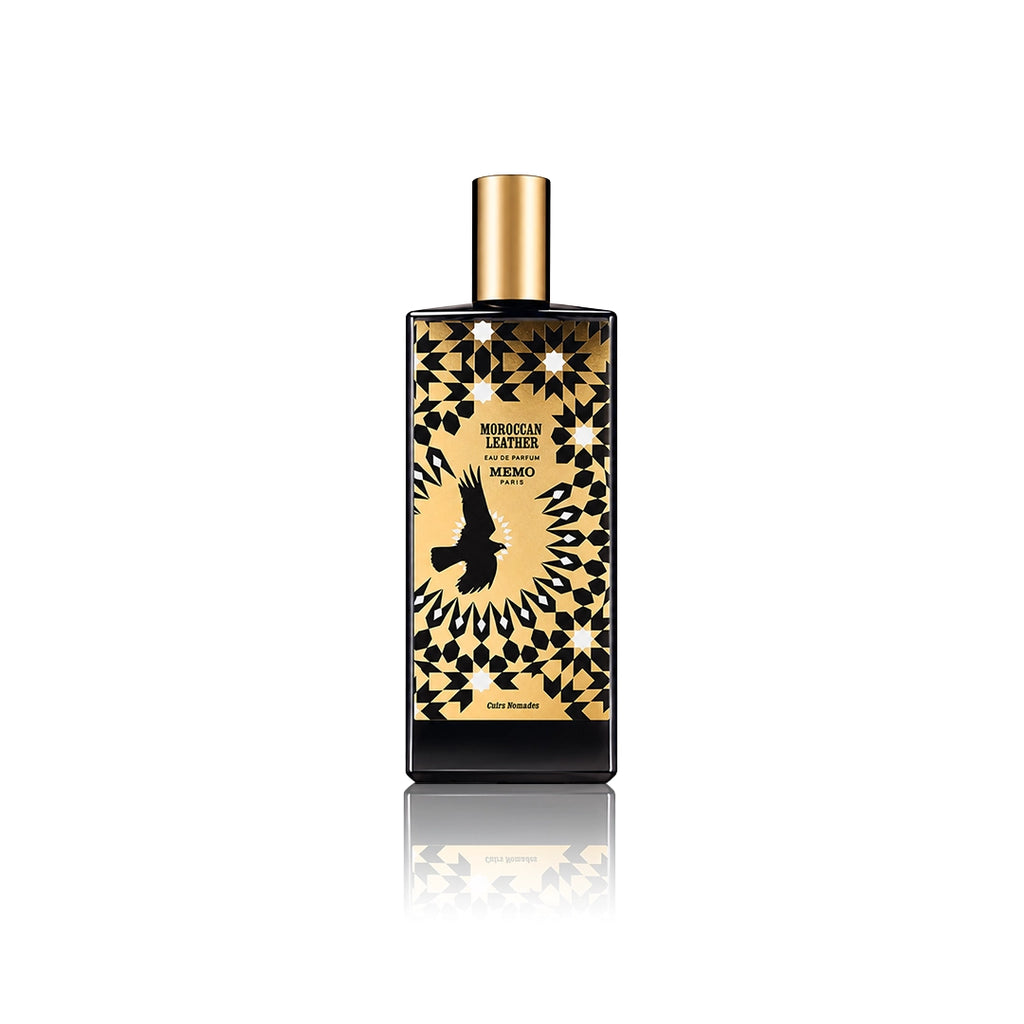 Memo Paris Moroccan Leather Eau de Parfum 75 ml Flakon auf weißem Hintergrund