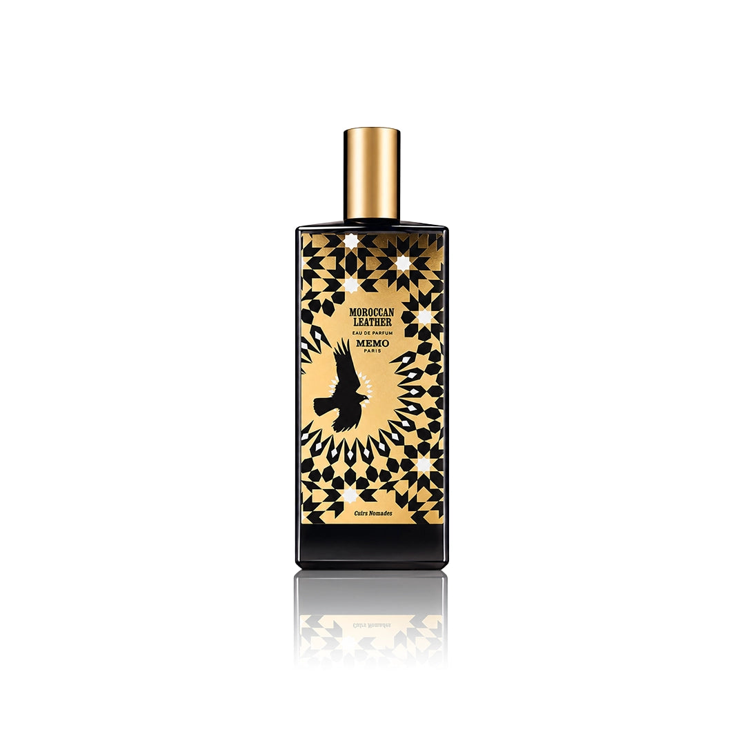 Memo Paris Moroccan Leather Eau de Parfum 75 ml Flakon auf weißem Hintergrund
