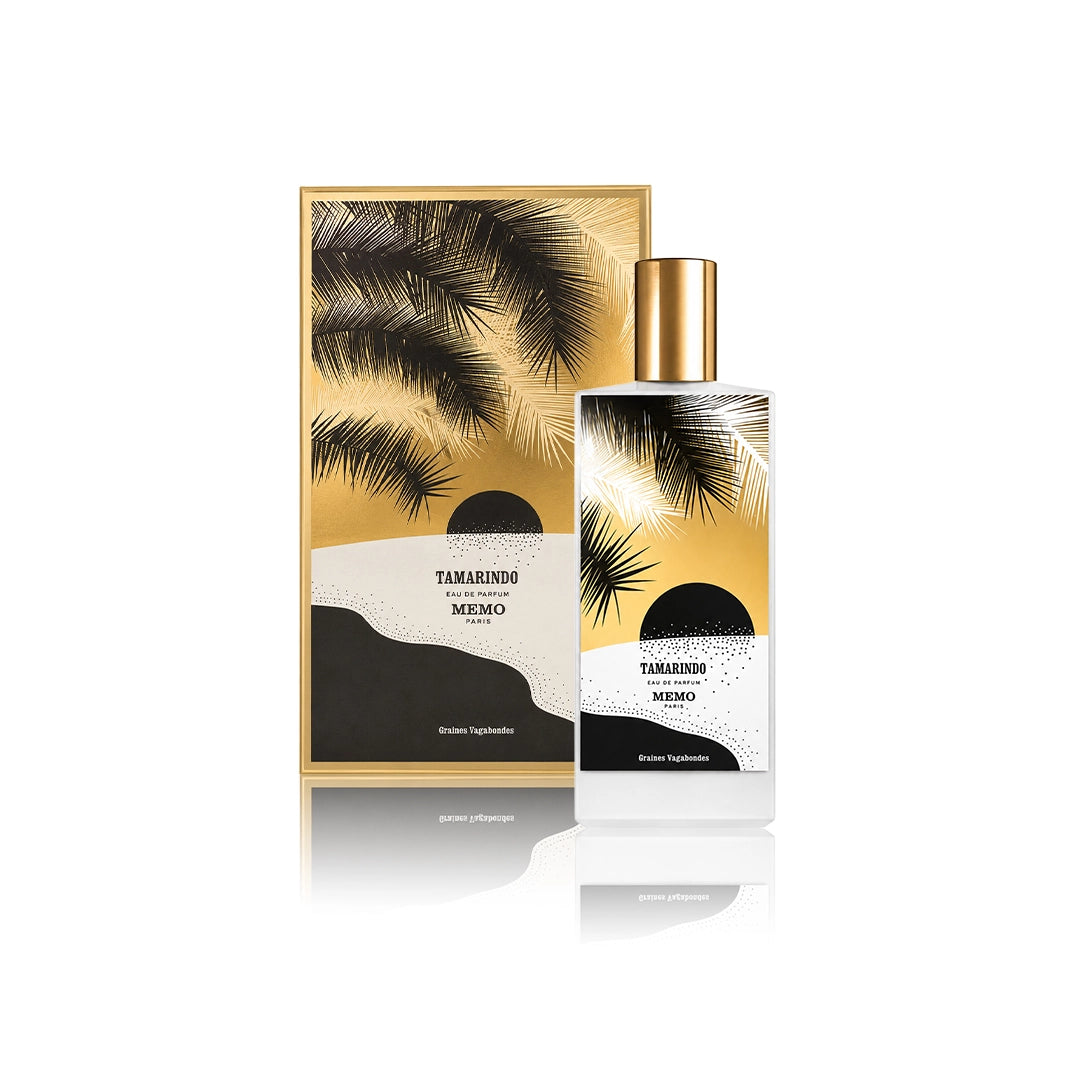 Memo Paris Tamarindo Eau de Parfum 75 ml Flakon mit Originalverpackung auf weißem Hintergrund