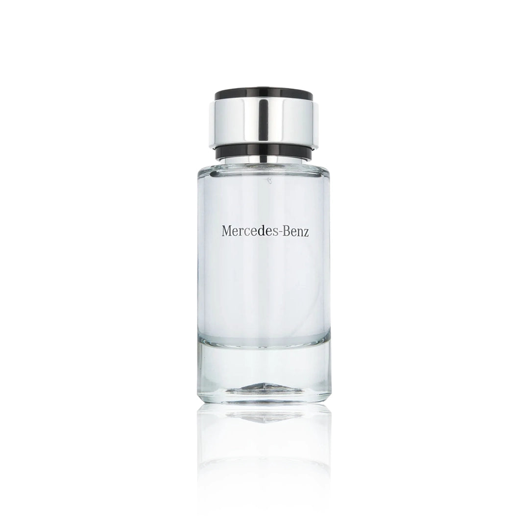Mercedes-Benz Eau de Toilette 120 ml Flakon auf weißem Hintergrund