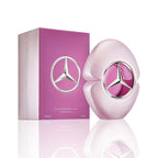 Mercedes-Benz For Women Eau de Parfum 90 ml Flakon mit Originalverpackung auf weißem Hintergrund