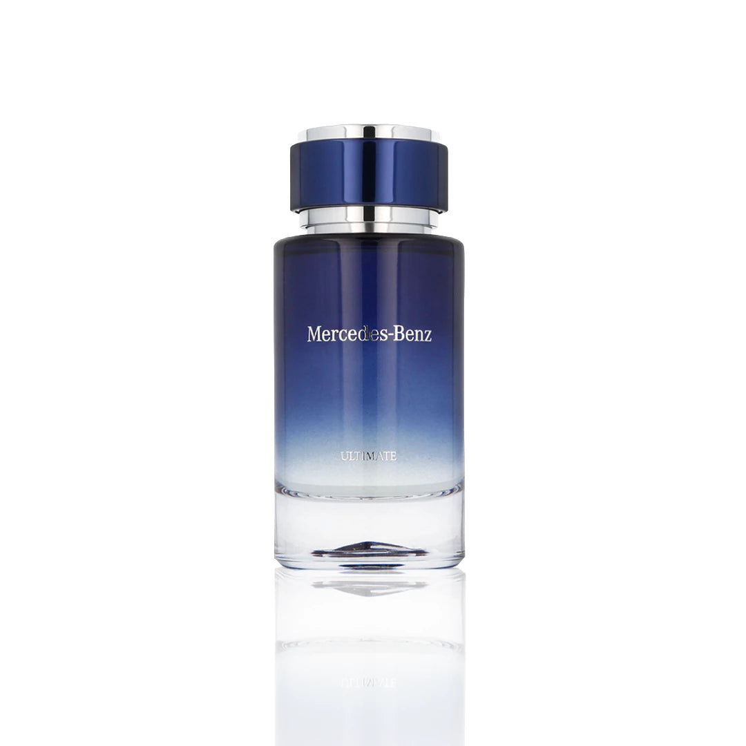 Mercedes-Benz Ultimate Eau de Toilette 120 ml Flakon auf weißem Hintergrund