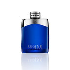Montblanc Legend Blue Eau de Parfum 100 ml Flakon auf weißem Hintergrund