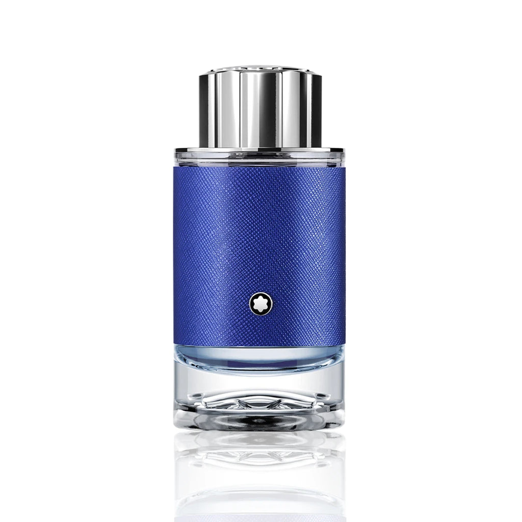 Montblanc Explorer Ultra Blue Eau de Parfum 200 ml Flakon auf weißem Hintergrund