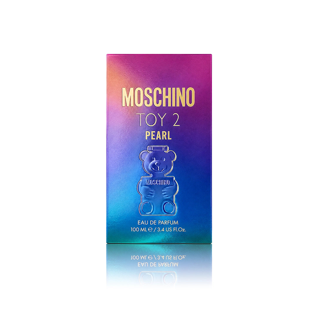 Moschino Toy Pearl Eau de Parfum 100 ml mit Originalverpackung auf weißem Hintergrund
