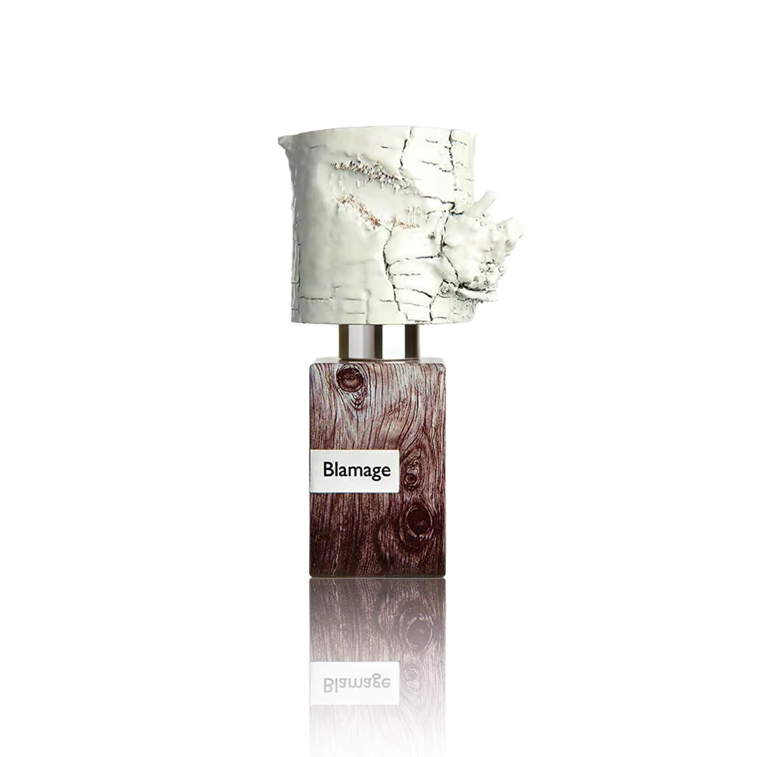 Nasomatto Blamage Extrait de Parfum 30 ml Flakon auf weißem Hintergrund