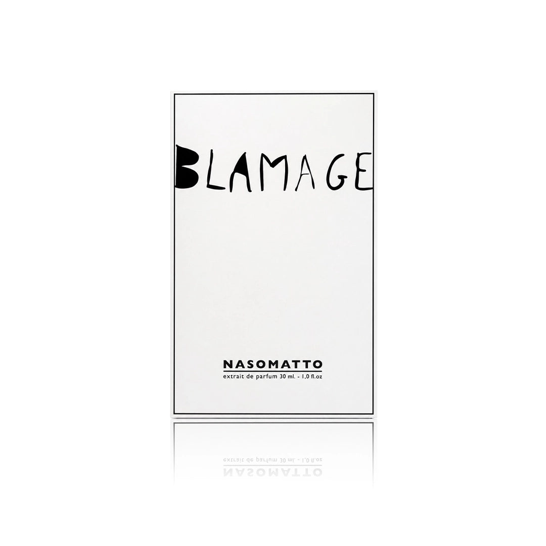 Nasomatto Blamage Extrait de Parfum 30 ml mit Originalverpackung auf weißem Hintergrund