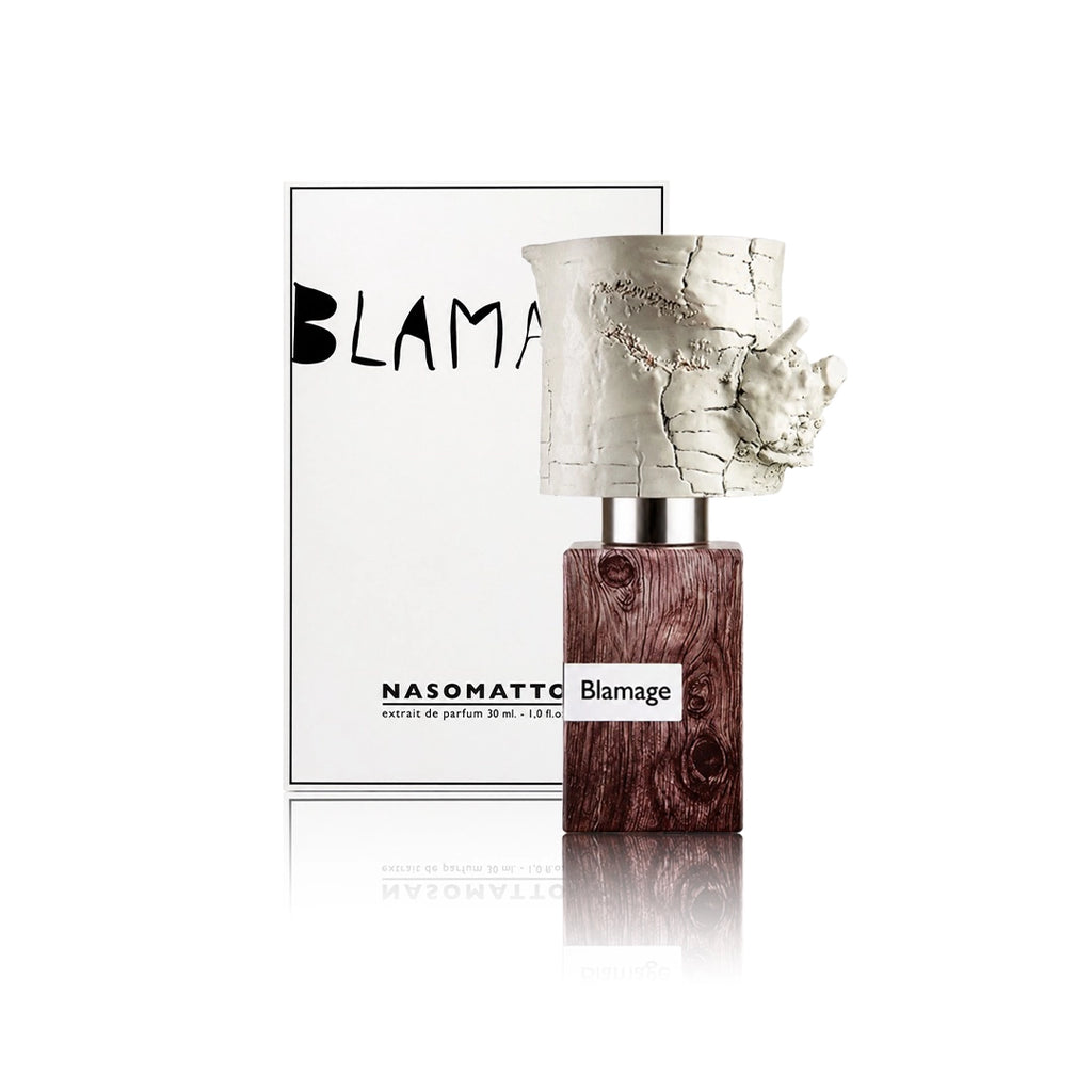 Nasomatto Blamage Extrait de Parfum 30 ml Flakon mit Originalverpackung auf weißem Hintergrund