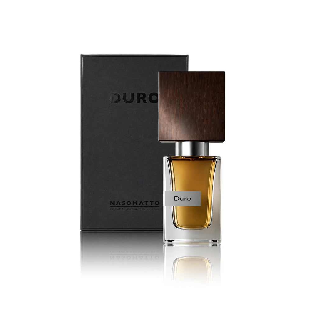 Nasomatto Duro Extrait de Parfum 30 ml Flakon mit Originalverpackung auf weißem Hintergrund