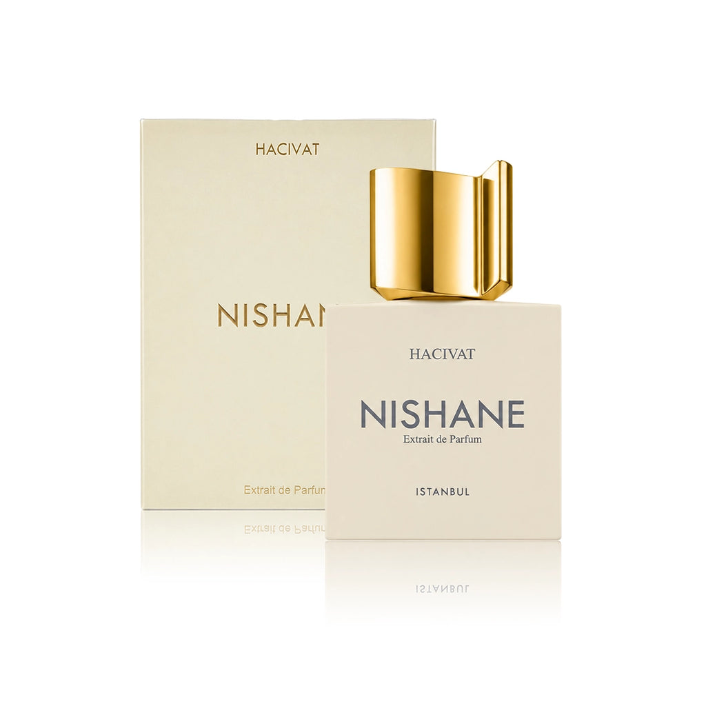 Nishane Hacivat Extrait de Parfum 100 ml Flakon mit Originalverpackung auf weißem Hintergrund