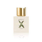Nishane Hacivat X Extrait de Parfum 50 ml Flakon auf weißem Hintergrund